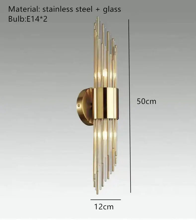 Gold Fluted Glass Wall Sconce for Bedrooms and Hallways