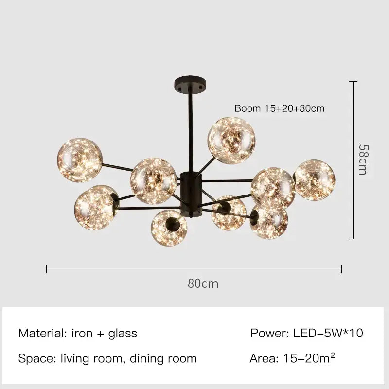 Gold Star Glass Chandelier