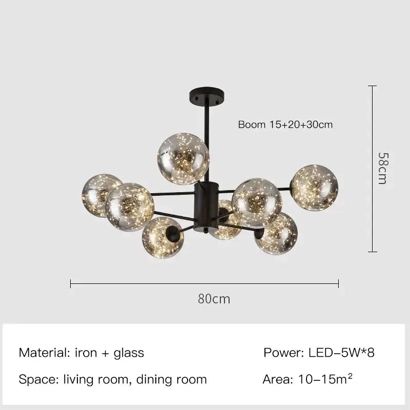 Gold Star Glass Chandelier