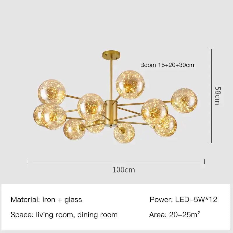 Gold Star Glass Chandelier