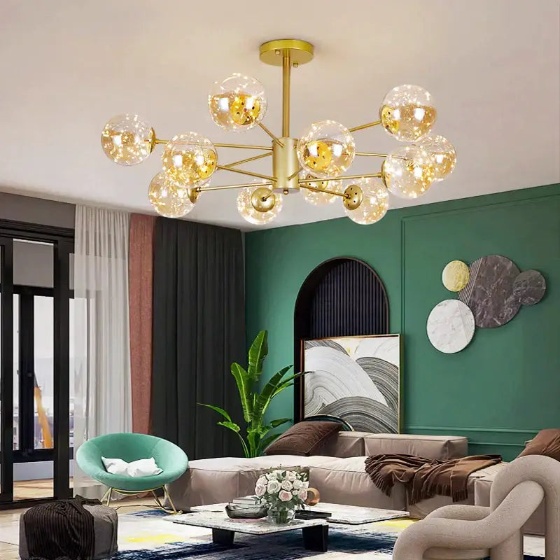 Gold Star Glass Chandelier