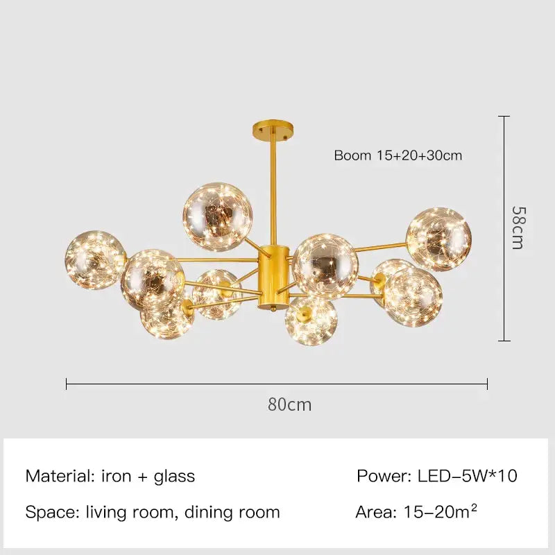 Gold Star Glass Chandelier