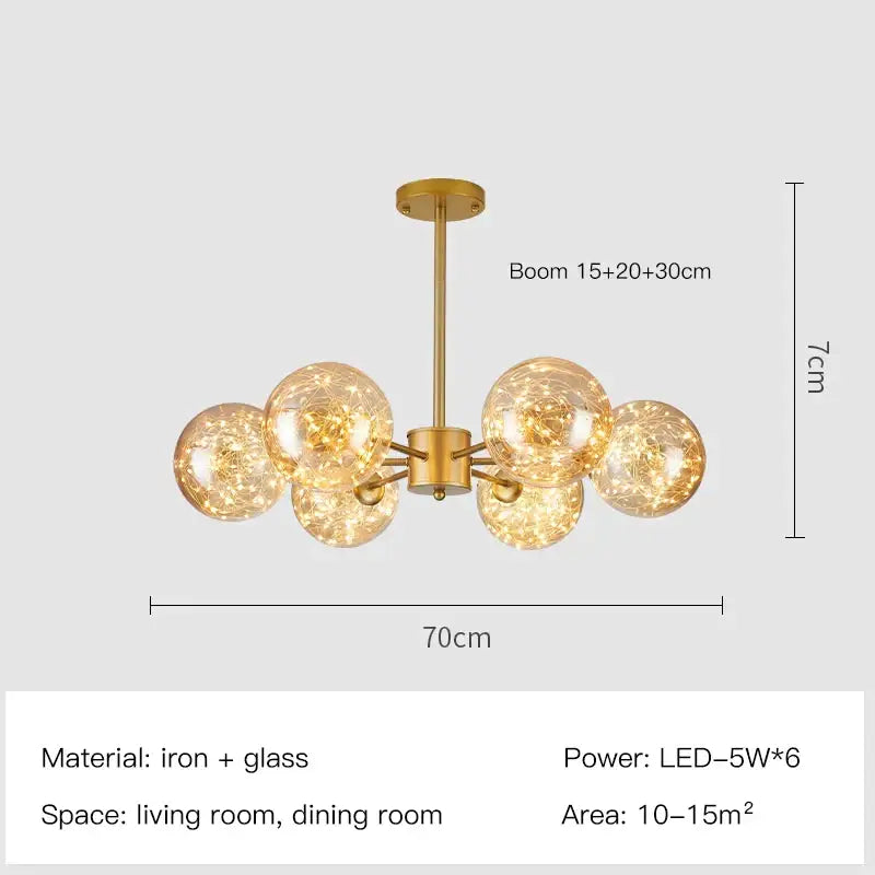 Gold Star Glass Chandelier