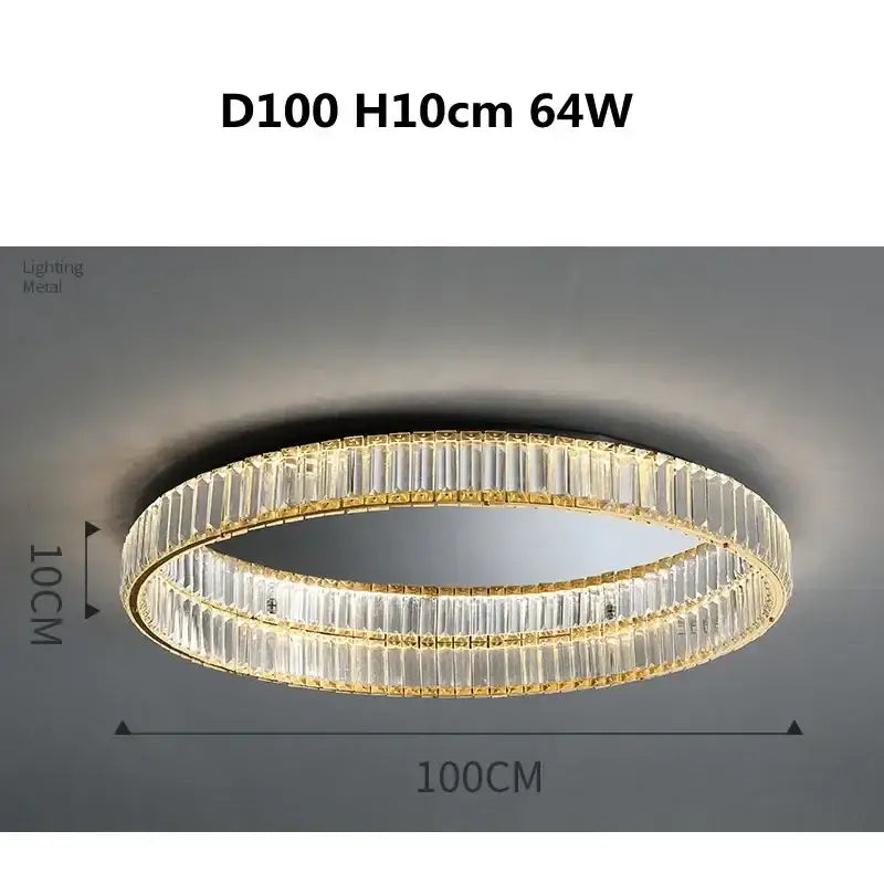 Gold Crystal Ceiling Light D100cm Remote Dimmable