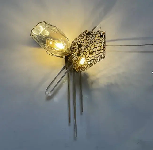Gold Glass Pendant Light in Cognac and Gray