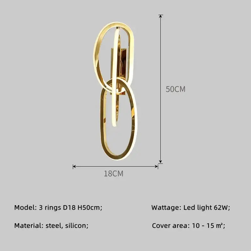 Gold Interlocking Rings Pendant