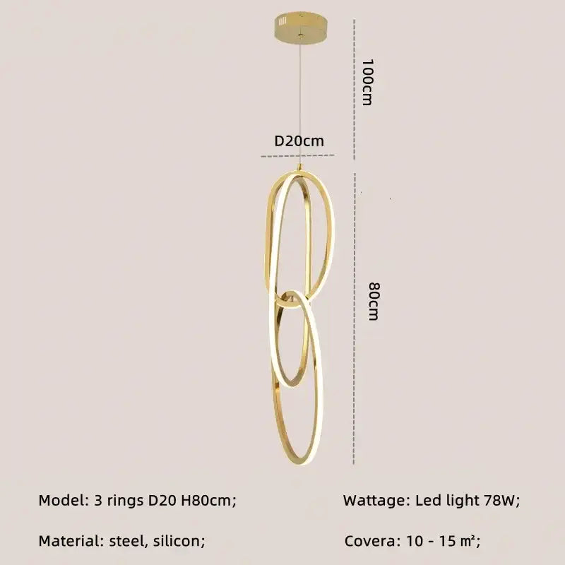 Gold Interlocking Rings Pendant