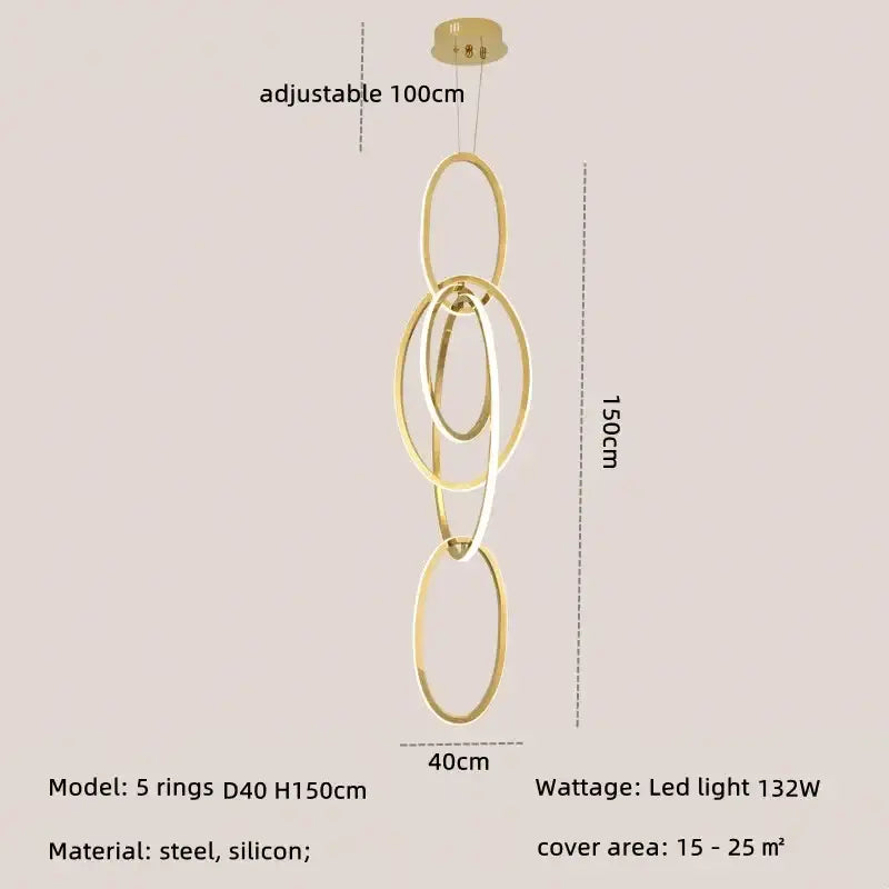 Gold Interlocking Rings Pendant