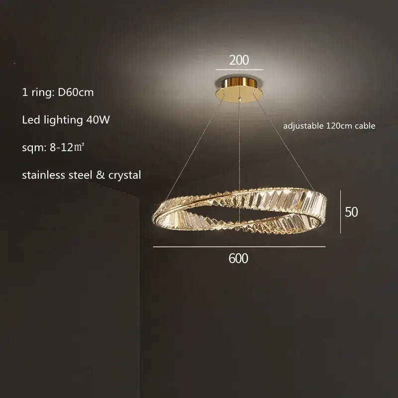 Gold Crystal Rings Pendant