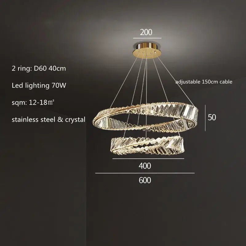 Gold Crystal Rings Pendant