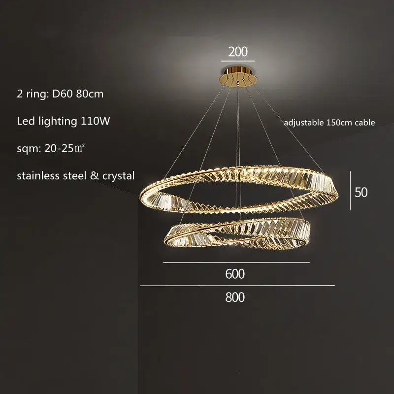 Gold Crystal Rings Pendant
