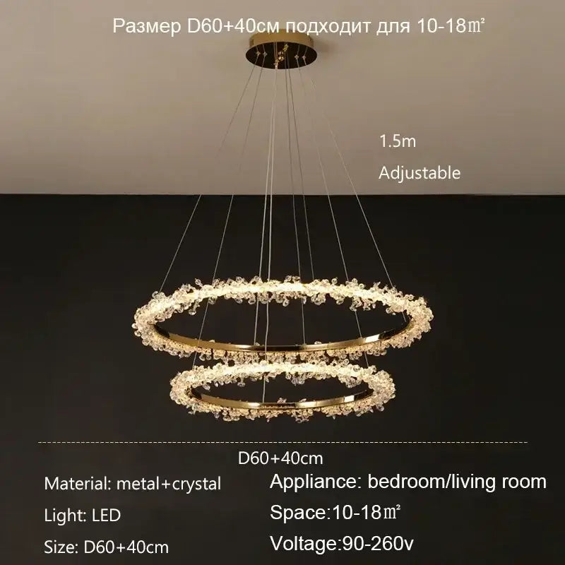 Gold Crystal Swirling Dining Area Pendant Chandelier