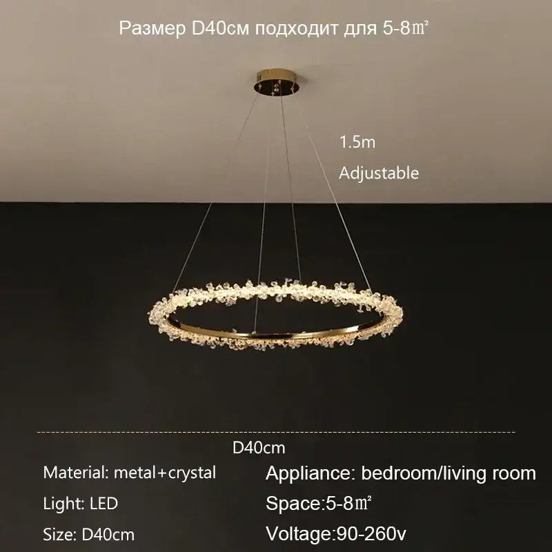 Gold Crystal Swirling Dining Area Pendant Chandelier