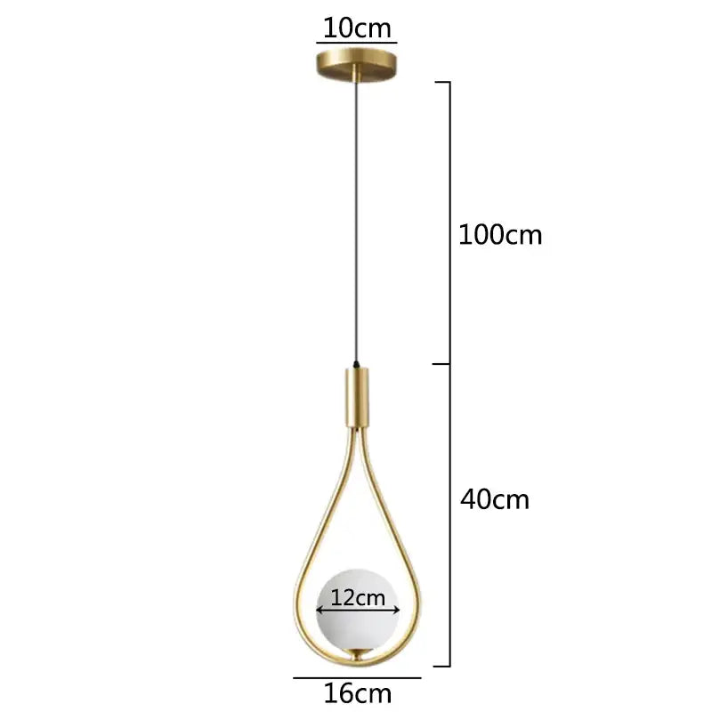 Gold Teardrop Glass Pendant