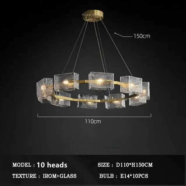 Gold Crystal Glass Chandelier