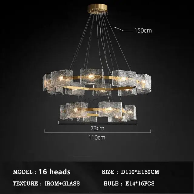 Gold Crystal Glass Chandelier