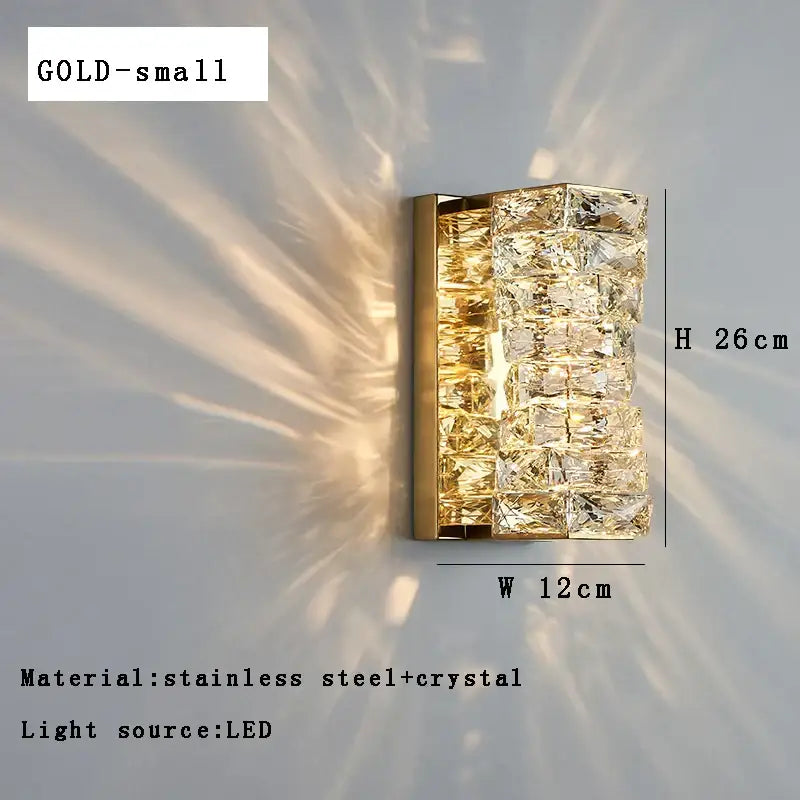 Gold Textured Glass Sconce 60cm Crystal