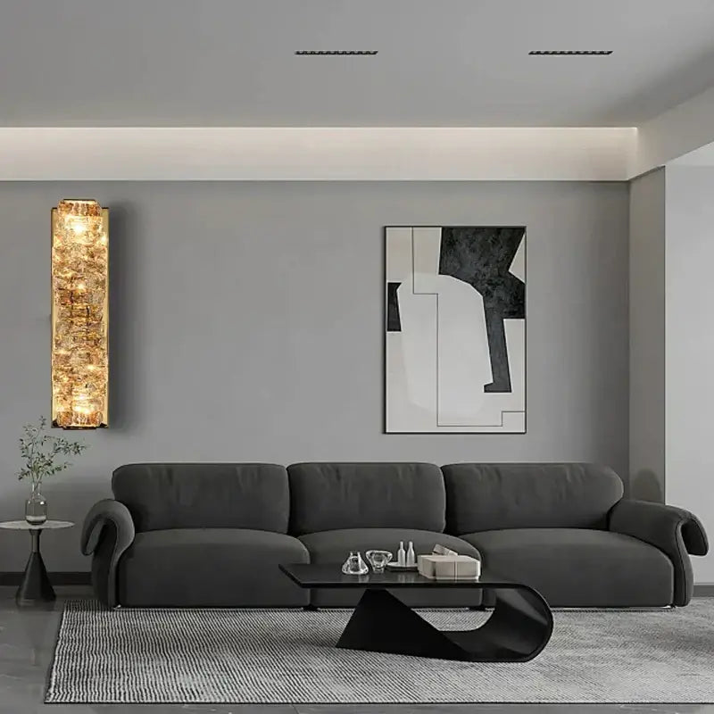 Gold Textured Glass Sconce 60cm Crystal