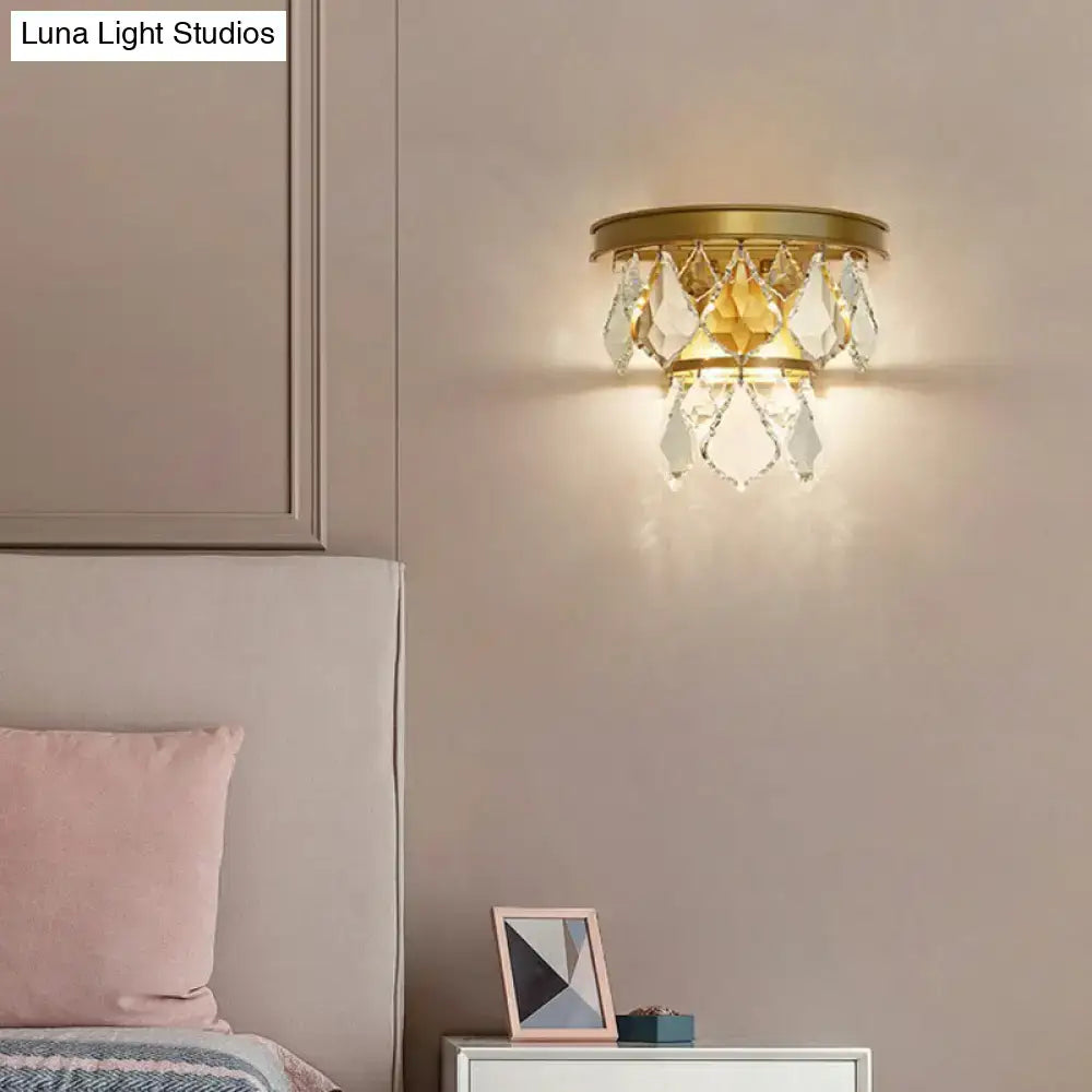 Gold Crystal Cast Iron Cut Wall Sconce
