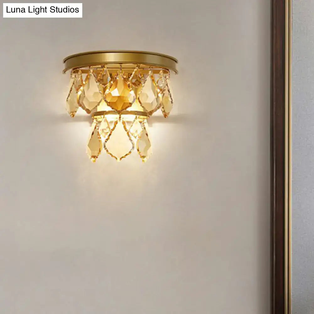 Gold Crystal Cast Iron Cut Wall Sconce