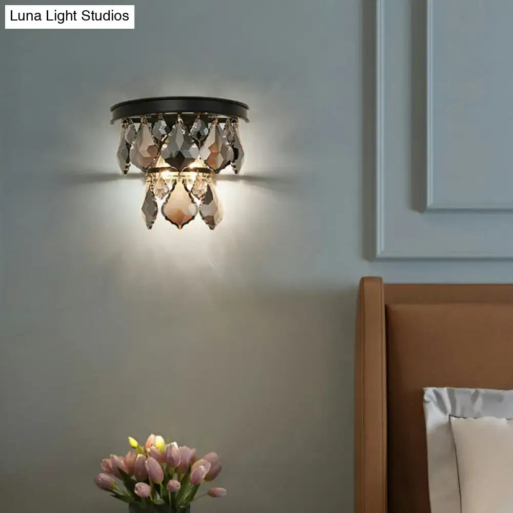 Gold Crystal Cast Iron Cut Wall Sconce