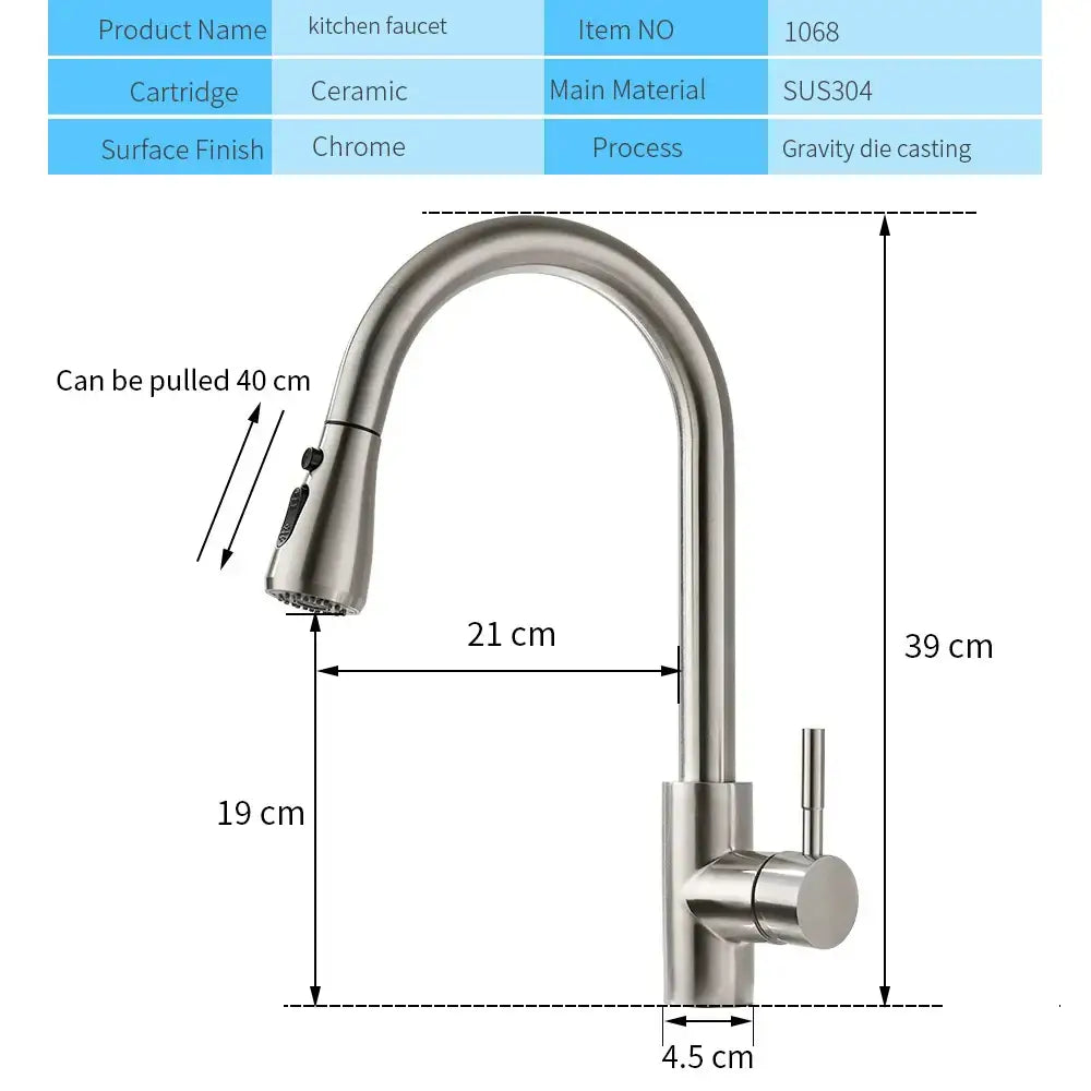 Gold Touch Sensor Kitchen Faucet Stainless Steel
