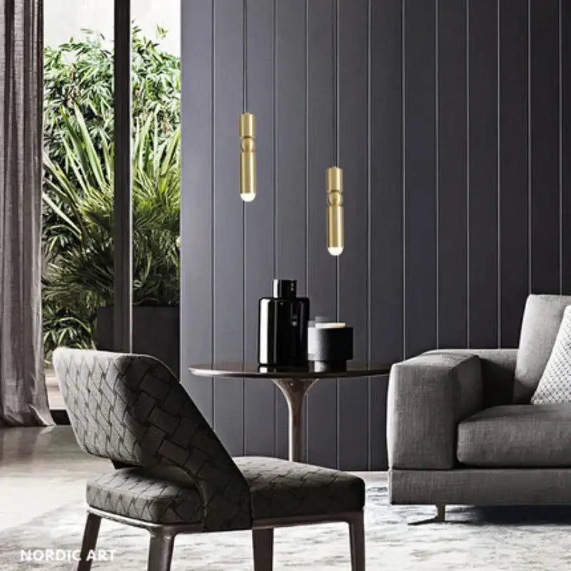 Gold Tube Pendant Lamp