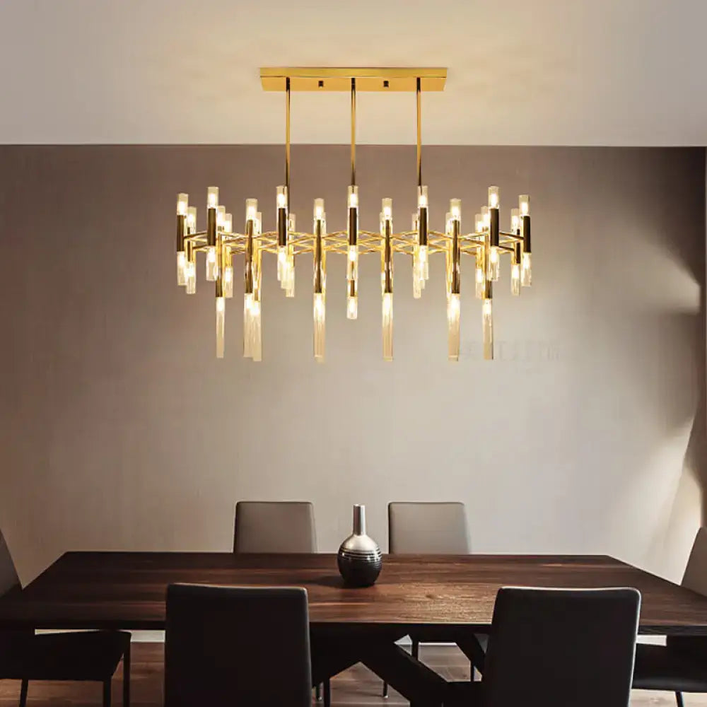 Gold Tubular Island Chandelier