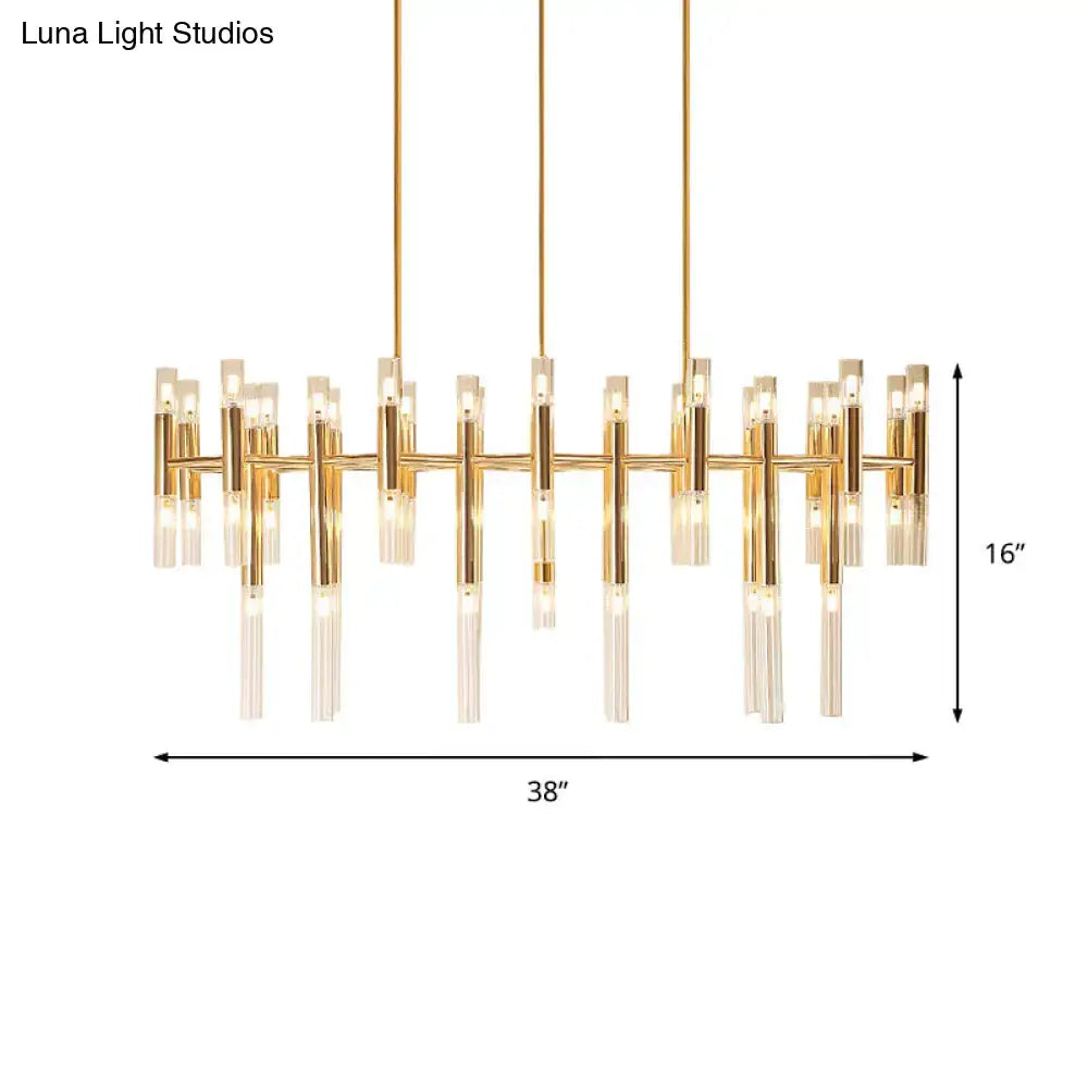 Gold Tubular Island Chandelier
