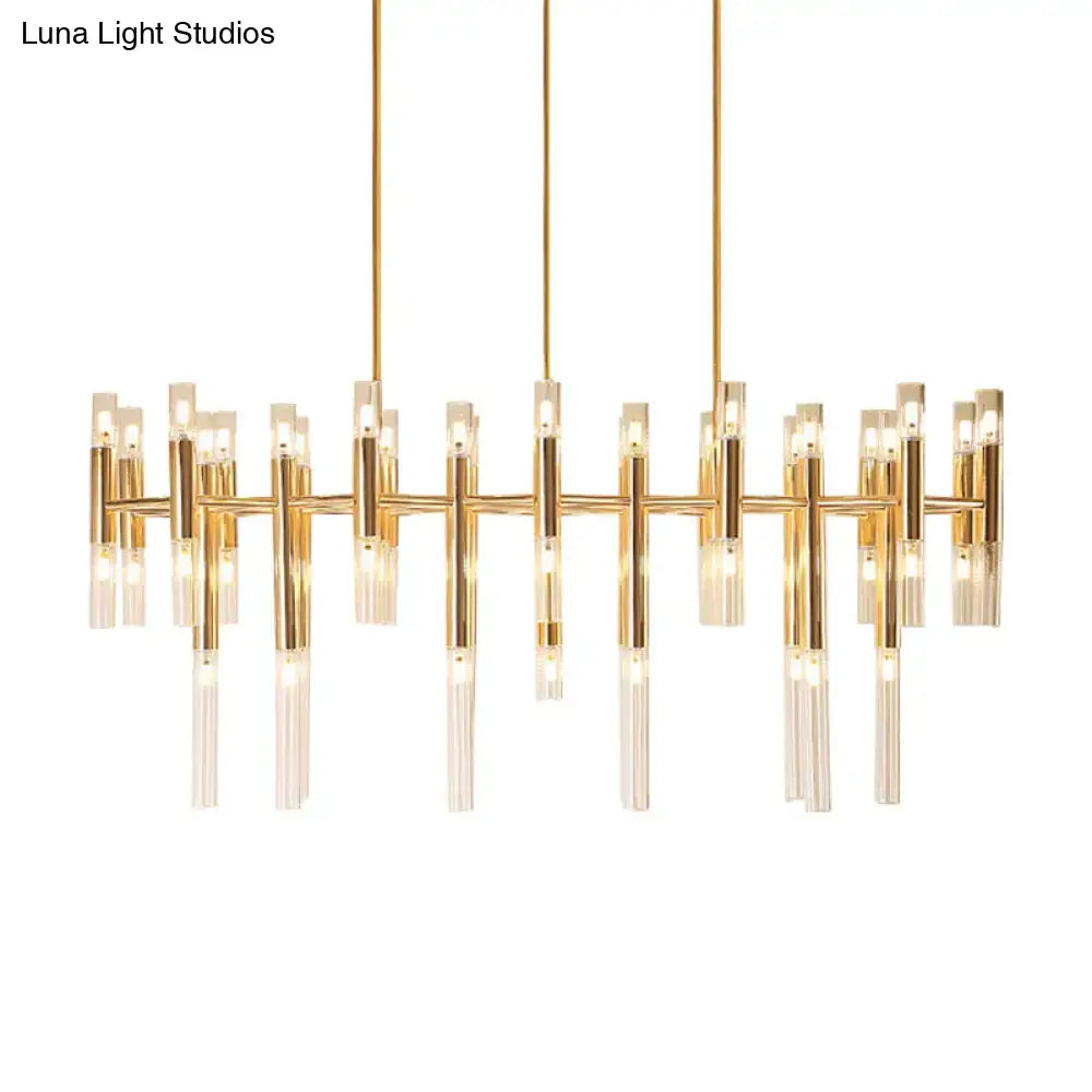Gold Tubular Island Chandelier