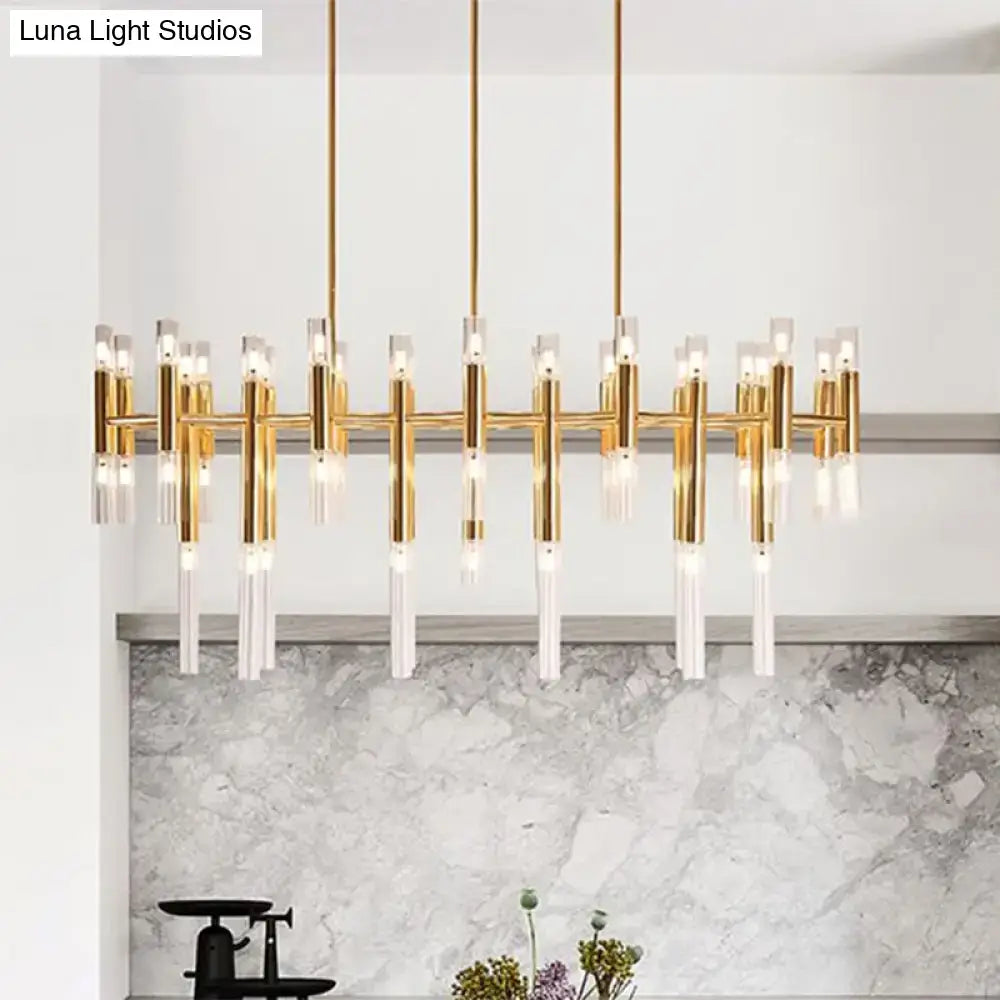 Gold Tubular Island Chandelier