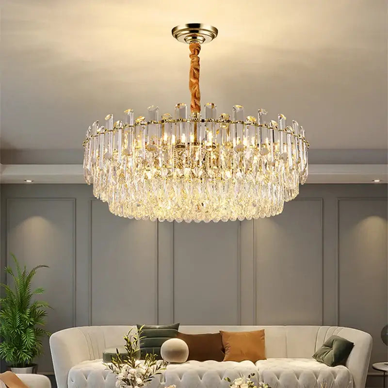 Gold Twisted Crystal Chandelier