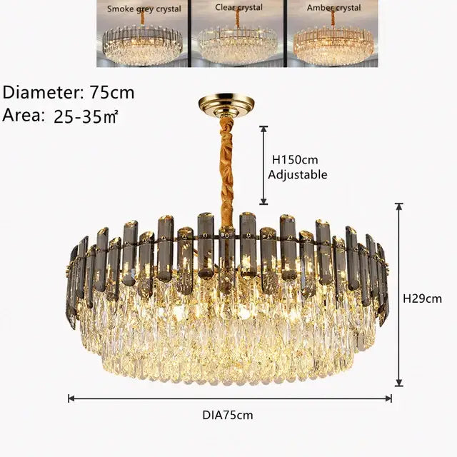 Gold Twisted Crystal Chandelier