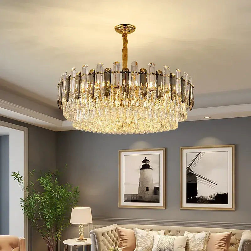 Gold Twisted Crystal Chandelier