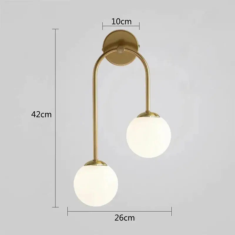 Gold Glass Ball Dual Light Dining Room Wall Lamp