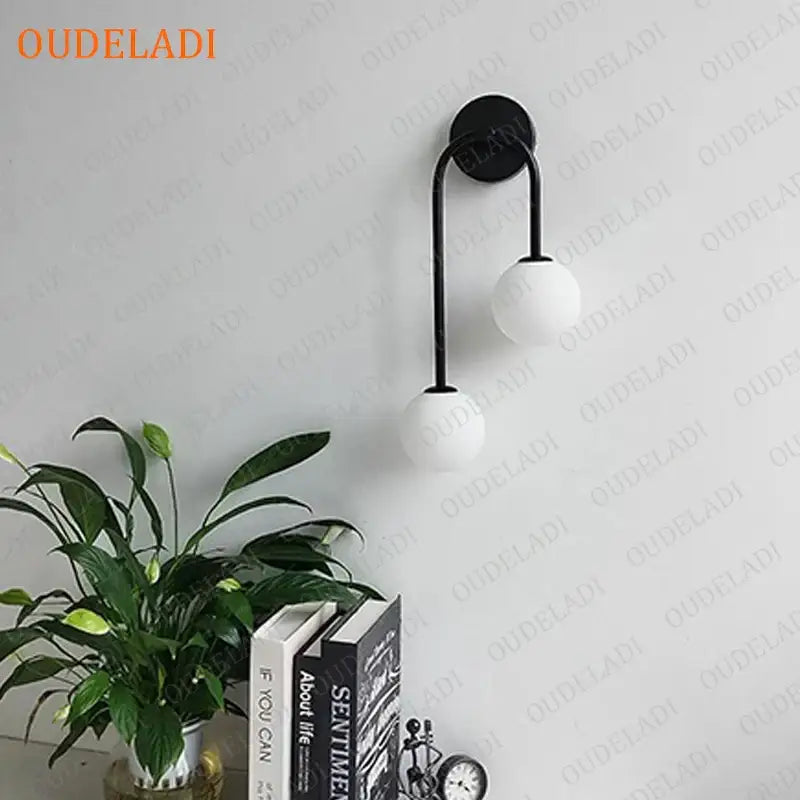 Gold Glass Ball Dual Light Dining Room Wall Lamp