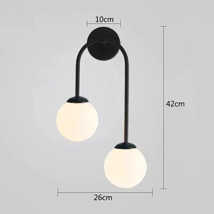 Gold Glass Ball Dual Light Dining Room Wall Lamp