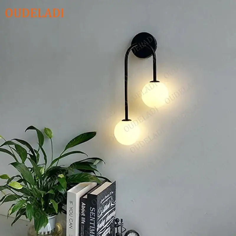 Gold Glass Ball Dual Light Dining Room Wall Lamp