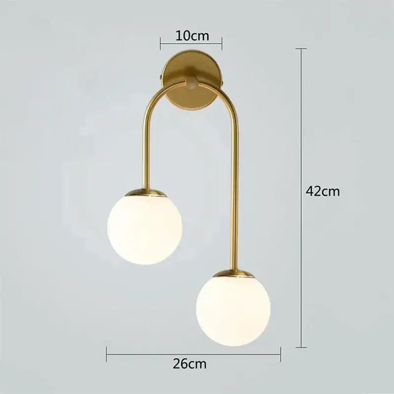 Gold Glass Ball Dual Light Dining Room Wall Lamp
