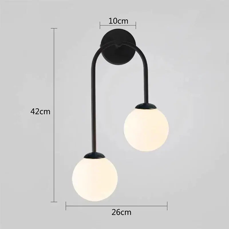 Gold Glass Ball Dual Light Dining Room Wall Lamp