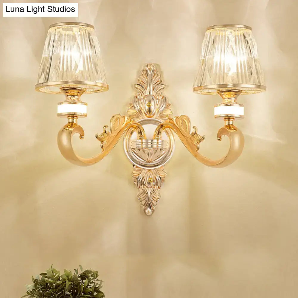 Gold Crystal Cone Sconce