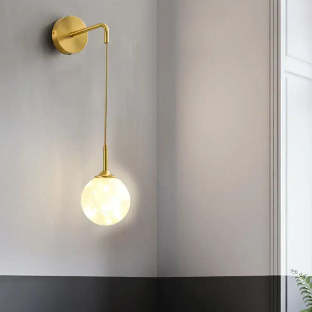 Gold Frosted Glass Long Arm Sconce
