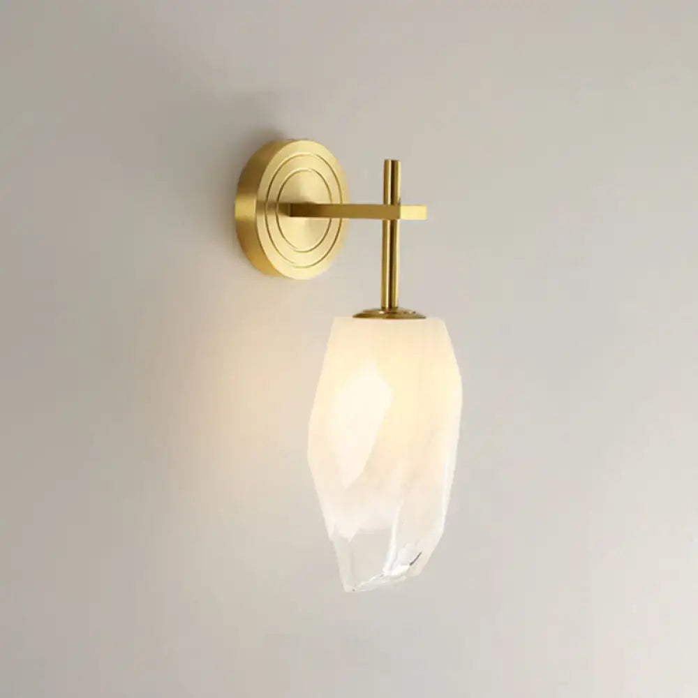 Gold Frosted Glass Long Arm Sconce