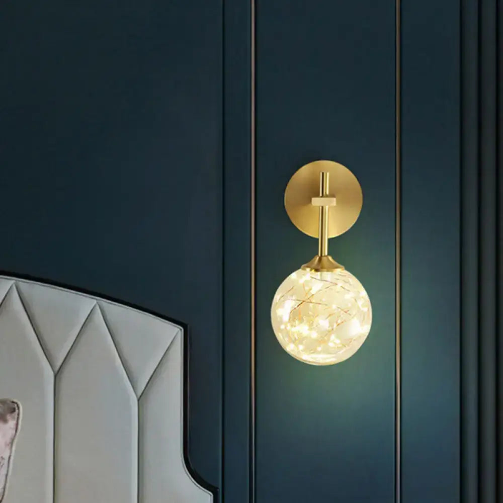 Gold Frosted Glass Long Arm Sconce