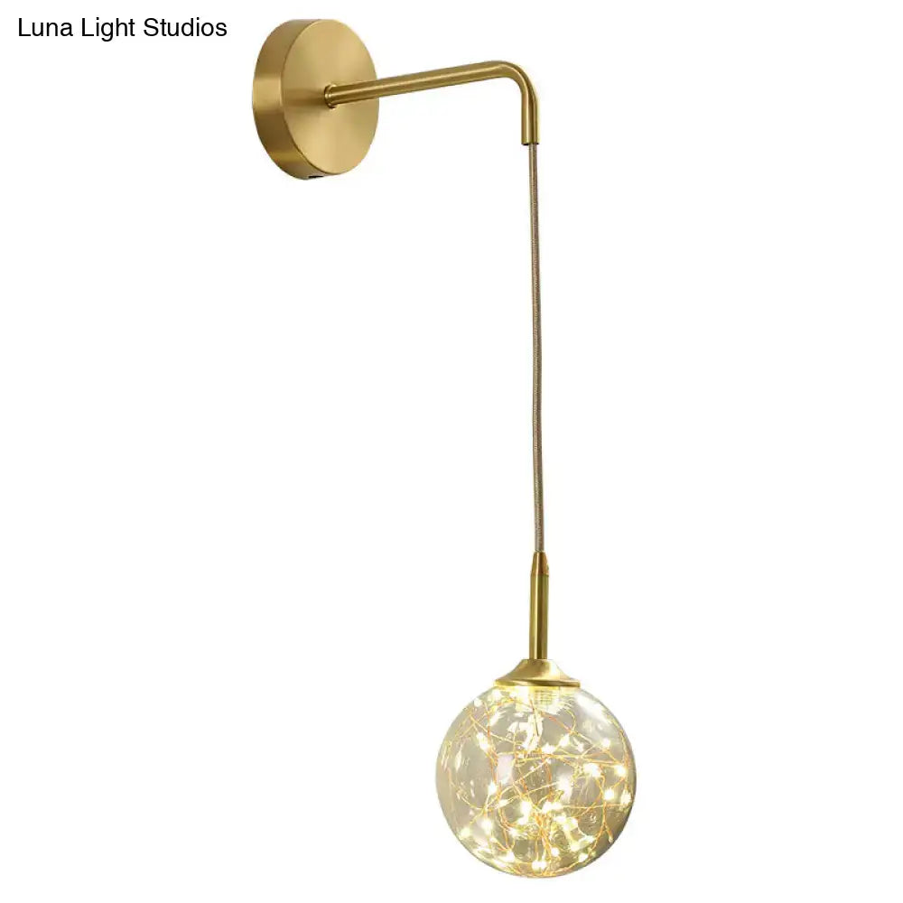 Gold Frosted Glass Long Arm Sconce