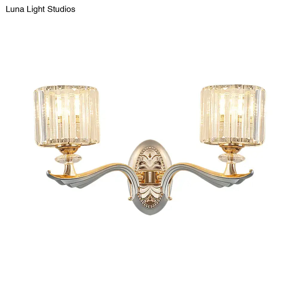 Gold Crystal Cylinder Sconce