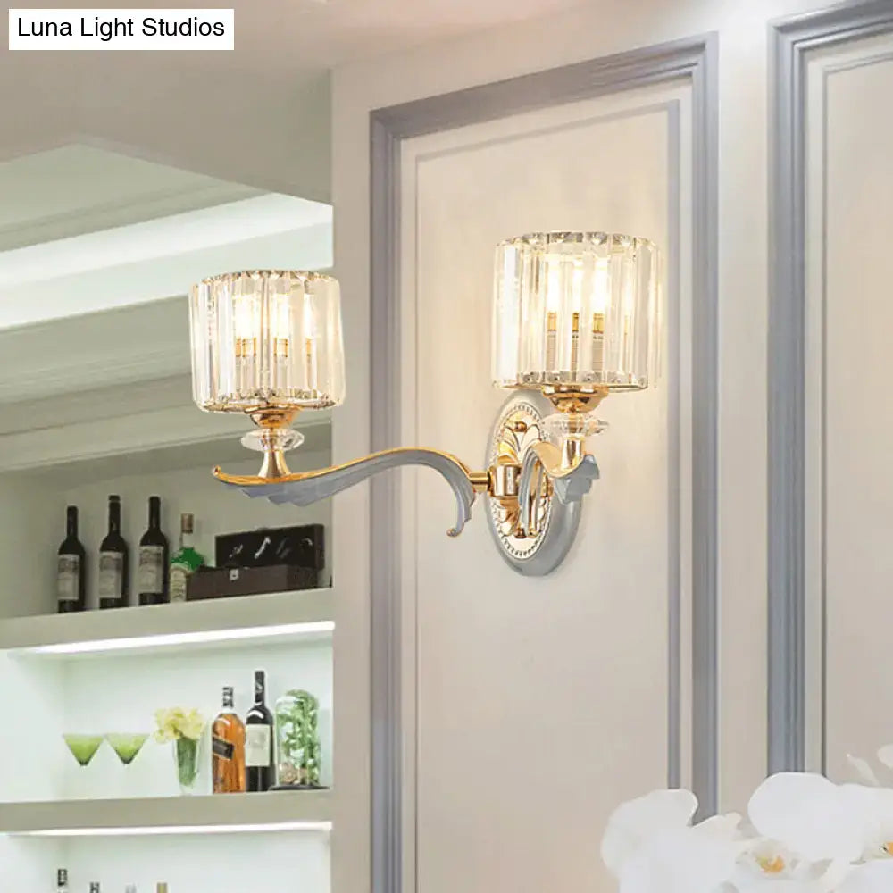 Gold Crystal Cylinder Sconce