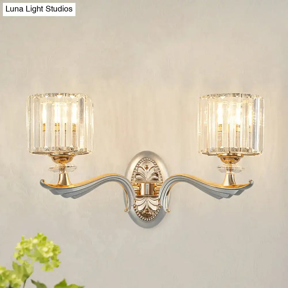 Gold Crystal Cylinder Sconce