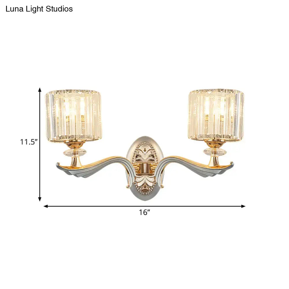 Gold Crystal Cylinder Sconce