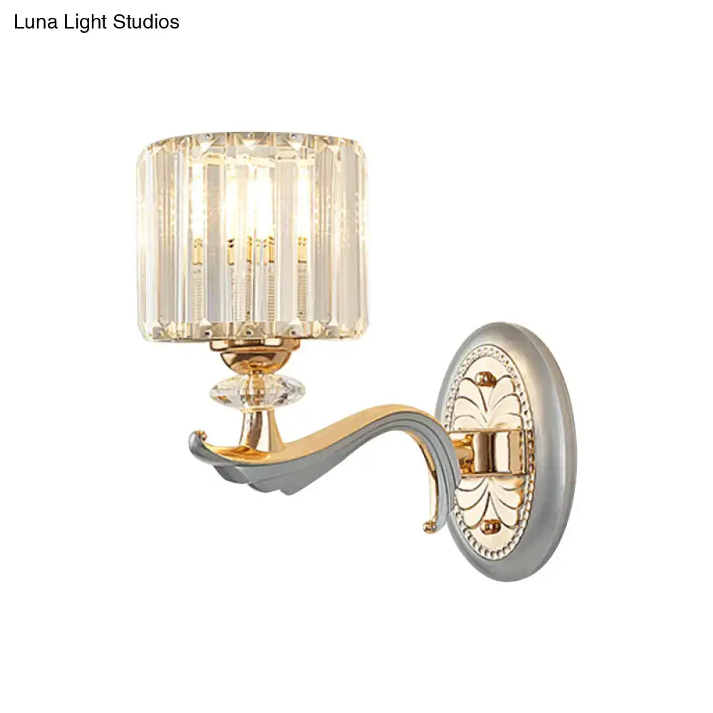 Gold Crystal Cylinder Sconce